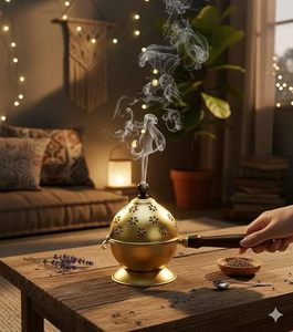 Lotus Design <b>Incense</b> <b>Holder</b> <b>for</b> <b>Sticks</b> Brass <b>Incense</b> <b>Stick</b> <b>Holder</b> and Detachable Ash <b>for</b> Yoga Meditation and Home Fragrance - Product Image 6
