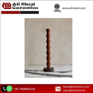 Bougeoir de table en métal pour la décoration intérieure moderne et créative Bougeoirs à bougie chauffe-plat en bois faits à la main Design personnalisé disponible - Product Image 6