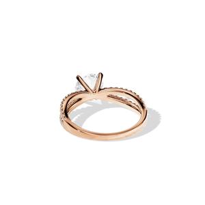 Bague en diamant de laboratoire 14 carats, taille brillant, sertie halo, plaquée or 14 carats, classique pour femme, fiançailles, mariage - Product Image 2