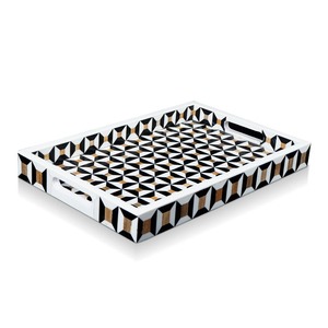 Elegante Bandeja Decorativa con Incrustaciones de Hueso para Uso en Hoteles, Resorts y Villas - Product Image 1