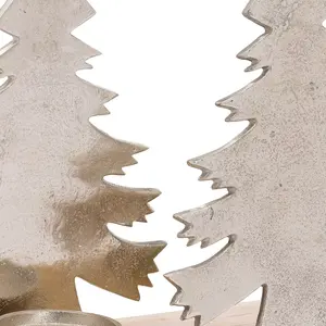 Bougeoir de Noël en métal brut nickelé et bois de manguier Décoration de Noël Cadeaux de festival - Product Image 2