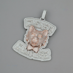 Pendentif bicolore en or rose 18 carats plaqué argent pour homme, acier inoxydable, moissanite, diamant, hip hop pour la mode, accessoire pour homme - Product Image 1