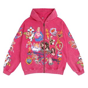 Sudadera con capucha con estampado Funky de alta calidad para mujer, Sudadera con capucha de ganchillo de invierno con cremallera, característica antiarrugas, etiqueta personalizada, diseño sólido - Product Image 1