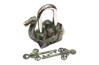 Cadenas en laiton massif avec 2 clés, fait main, poli noir/vert, style vintage, pour la sécurité des portes et la décoration intérieure