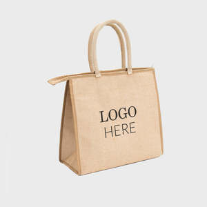 Grand sac isotherme en jute naturel avec poignées rembourrées, produit écologique - Product Image 4