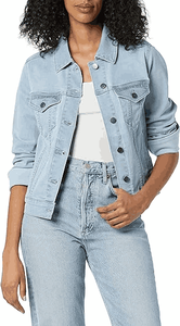 Chaqueta vaquera recortada para mujer, chaqueta vaquera recortada para mujer, chaqueta azul de manga larga con 2 bolsillos delanteros, Chaquetas vaqueras para mujer - Product Image 6