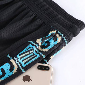 Pantalones Cortos de Baloncesto Retro Personalizados, Negros, Dorados y Blancos, 100% Algodón, Estilo Casual, con Cordón Ajustable, Transpirables, Servicio OEM - Product Image 3