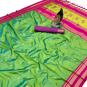 Nouvelle collection de designers : Saree en soie douce multicolore avec tissage Zari, séchage rapide, idéal pour les fêtes, mariages, remises de diplômes, style formel - Product Image 1