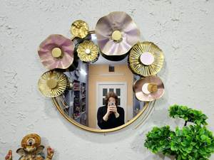 Modern Round <b>Silver</b> Mosaic <b>Mirror</b> Customizable Design for Decorative Usage - Product Image 2
