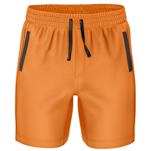 Pantalones cortos de poliéster tejido de color azul liso para hombre con cordón en la cintura y bolsillos, de secado rápido, ajuste casual, tiro medio - Product Image 6