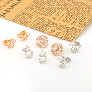 NYH Wholesale Fashion Korean Style <strong>CZ</strong> Jewelry Tiny Minimalist Zircon Stud Earring for Women Wedding Gift - Product Image 5