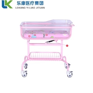 Lit de bébé inclinable <span class=keywords><strong>en</strong></span> acier inoxydable coloré, berceau d'hôpital pour nourrisson, lit nouveau-né réglable anti-reflux avec bassin <span class=keywords><strong>en</strong></span> verre organique - Product Image 1