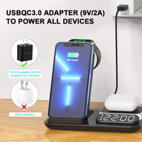 Multifunctionele 6-in-1 telefoonoplader, 5-in-1 draadloze oplader met wekker voor iPhone