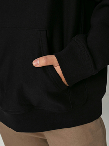 Alta calidad 100% algodón Premium personalizado en relieve Logo estampado invierno algodón liso hombres de gran tamaño pulóver con capucha ropa personalizada - Product Image 5
