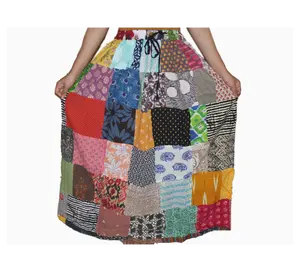 Boho Fashion Cotton Multi Patch Work Skirts Dress For Women And Girls Long Bohemian Skirt