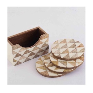 Triangle Brown White MDF <b>Table</b> <b>Coaster</b> with Stand - Product Image 5