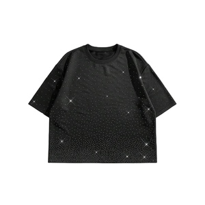 Brand High Quality <b>Tshirt</b> 100% Heavy Cotton Hip Hop Rhinestones Tee T-shirts Acid Wash Printed T Shirt for Men - Product Image 1