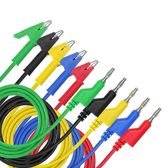 Dual Stackable Banana Plug Multimeter Test Leads 1m Cable 1000V 15A 4mm P1036 ABS Material 2/5Pcs
