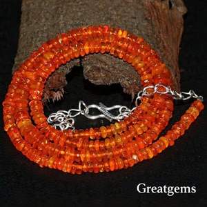 Ethiopian Natural <b>Opal</b> Beaded Ball Shape Stone <b>Pendant</b> <b>Necklace</b> 16 Inches Orange Color Multi Fire Casual Anniversary Unisex - Product Image 2