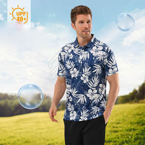 เสื้อกอล์ฟสำหรับผู้ชายพิมพ์โลโก้เสื้อยืดโพลีเอสเตอร์พิมพ์ลายผ้าสแปนเด็กซ์ผ้าถักลายสีทึบ - Product Image 3