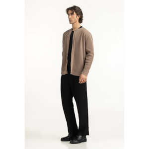 Suéter de Punto Combinado para Hombre, Corte Regular, con Capucha y Cierre de Cremallera, Color Beige, Ropa Casual para Invierno - Product Image 6