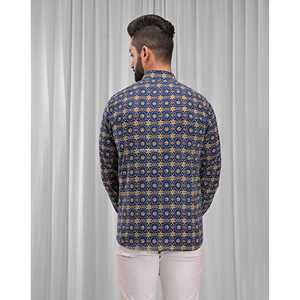 Camisa Casual de Algodón con Estampado Floral para Hombre, con Mangas Largas y Cuello Alto, 100% Transpirable, Tela Popelina y Oxford, ODM OEM - Product Image 3
