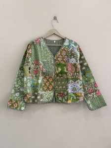 Chaqueta Reversible Acolchada de Algodón con Patchwork Tradicional para Mujer - Product Image 1