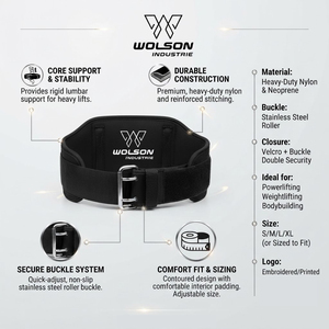 Comfort Fit Adjustable Neoprene Weightlifting <b>Belt</b> with Soft Inner Lining for Gym <b>Exercise</b> Squats Deadlifts and General Fitness - Product Image 3