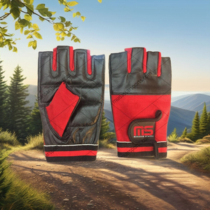 Best Padded Double Palm Leather Half Finger Fitness Gloves with Breathable Hand Grips for Gym & Outdoor Use Unisex - Product Image 1