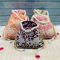 Nouveauté Zari broderie florale velours luxe Potali sacs mariage lourd cordon sacs mariage retour cadeaux