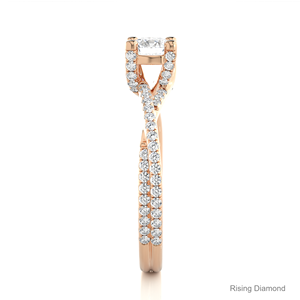 Anillo de compromiso de diamante cultivado en laboratorio de corte redondo de 0,36 quilates, anillo de regalo de aniversario de diamante CVD de oro rosa para ella - Product Image 3