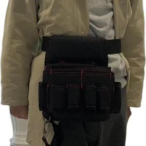 Multi Functional <b>Tool</b> Belt Bag Black With Red Stitching Adjustable Strap For <b>Carpenter</b> Work Use - Product Image 1
