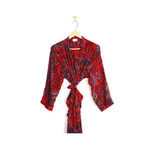 Bata de baño de seda floral Vintage para mujer, ropa de baño, ropa de dormir, kimono, cubierta de Bikini para primavera y verano - Product Image 4