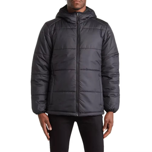 Nueva Chaqueta de Invierno Acolchada con Capucha, Estilo Casual para Exteriores, con Logotipo Frontal en Lona Brillante, para Hombre, Proveedor Mayorista - Product Image 3