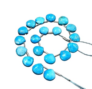 Haute Qualité 19 Pièces Lisse En Forme De Coeur Briolette Perles Belle Bleu Ciel Turquoise Gemme Brin Véritable Qualité - Product Image 1