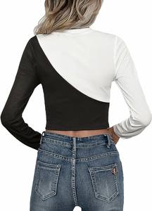 2024 nueva moda de mujer de manga larga de algodón Casual Crop Top transpirable verano Camiseta cómoda - Product Image 4