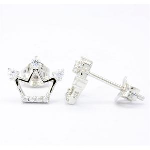 ต่างหูเม็ดเดี่ยวรูปมงกุฎแบบคลาสสิกของผู้หญิงชุบโรสโกลด์สีเงินสเตอร์ลิง925ทันสมัยเครื่องประดับชั้นดีขายส่งจำนวนมาก - Product Image 2