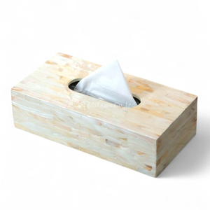 Caja de Pañuelos Hecha a Mano con Incrustaciones de Nácar, Soporte Decorativo para Interiores de Alta Gama - Product Image 1