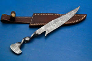 Couteau de Chef et de cuisine en acier forgé à la main, fait à la main, avec gaine en cuir pur - Product Image 3