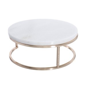 Support à dessert Support à gâteau rond créatif Table à dessert en marbre avec base en métal Gâteau de fête de mariage - Product Image 1