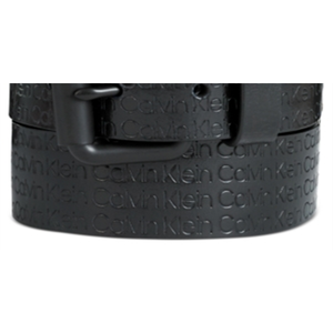 Cintura Calvin Klein da uomo in vera pelle di vacchetta nera con logo in rilievo, fibbia automatica, logo personalizzato, alta qualità, taglia 38, formale - Product Image 3