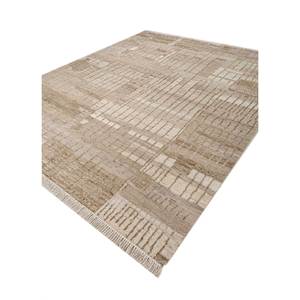 Alfombra de Lana Anudada a Mano Color Beige Marrón, Alfombra Afgana para Sala de Estar, Alfombra Rectangular Abstracta para Pasillo para Adolescentes - Re-1581 - Product Image 2