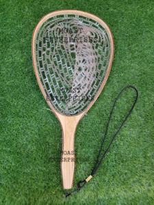 Vente en gros Filet de pêche à la truite Filet de pêche à la mouche Cadre en bois Filet d'atterrissage de poisson avec maille en caoutchouc souple transparent - Product Image 6