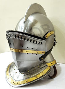 Casco Medieval Burgonet Casco Romano Soporte de Madera Libre Armadura Casco Traje Medieval Metálico Talla Única - Product Image 2
