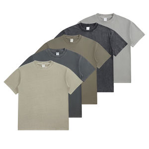 Camiseta para hombre 100% algodón 280 Gsm de gran tamaño Unisex ropa de calle de peso pesado gráfico Vintage lavado ácido personalizado Puff camiseta para hombre - Product Image 3