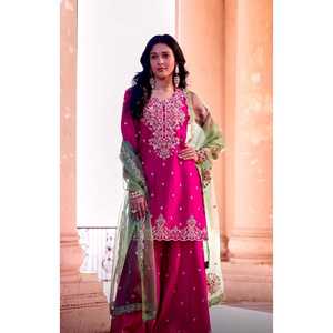 PRESENTANDO 3 PIEZAS CON ESTILO KURTI PALAZZO Y DUPATTA CON HERMOSO TRABAJO DE SECUENCIA DE BORDADO - Product Image 1