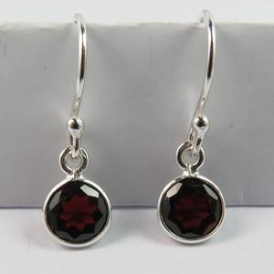 925 Solid Sterling Silver <b>Garnet</b> Gemstone Drop <b>Earrings</b> Women's Dangle Silver Jewellery - Product Image 2
