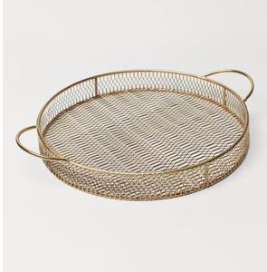 Bandeja de servicio decorativa de alambre de Metal hecha a mano de nuevo diseño con acabado recubierto de Color dorado utilizado para la decoración de la mesa de café - Product Image 1