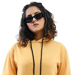 Sweat à capuche en polaire jaune solide avec poche kangourou pour femmes, sweat-shirt surdimensionné décontracté pour l'hiver et le streetwear - Product Image 6