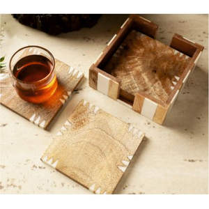 Juego de 6 posavasos de madera con diseño de simulación para alfombrillas y almohadillas - Product Image 1